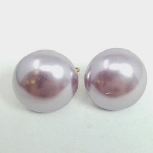 Vintage Pearlescent Purple Silver Tone Dome Clip On Earrings, Retro 80s 90s